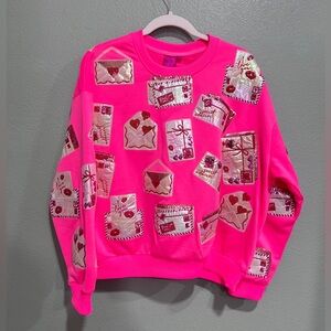 QOS  Neon Pink Love Letters Sweatshirt